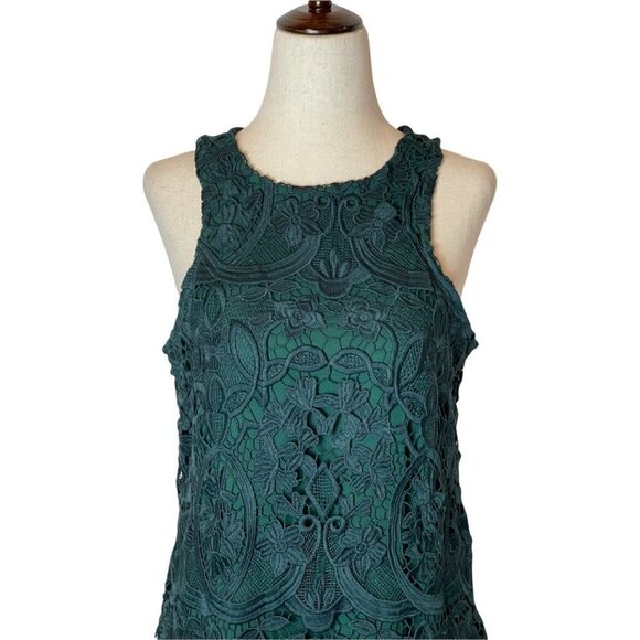 Lovers + Friends Green Lace Sleeveless Round Neck Caspian Shift Dress Size S - Picture 4 of 12